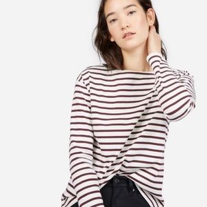 Everlane Burgundy Stripe Heavyweight Tee